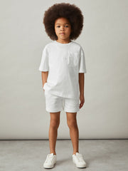 13-14 yrs Cotton Palm-Embroidery Oversize T-Shirt in Off White