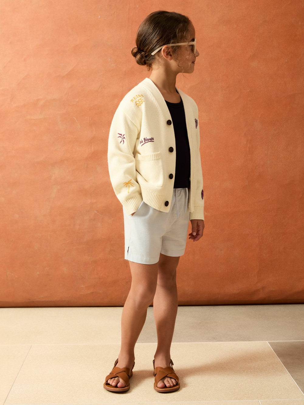 4-9 yrs SmileyWorld Embroidery Cardigan Unisex Fit in Off White