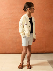 4-9 yrs SmileyWorld Embroidery Cardigan Unisex Fit in Off White