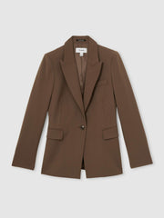 Petite Tailored Single Breasted Suit Blazer in Mink Neutral
