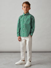 3-9 yrs Cotton-Poplin Striped Oversize Shirt in Green/White