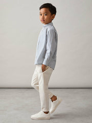 9-13 yrs Cotton-Poplin Striped Oversize Shirt in Blue/White