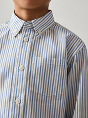 3-9 yrs Cotton-Poplin Striped Oversize Shirt in Blue/White