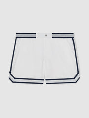 | Ché Stripe-Trim Swim Shorts in White