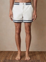 | Ché Stripe-Trim Swim Shorts in White