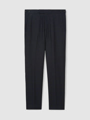 Wool Check Slim-Fit Suit Trousers in Navy