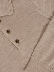 4-9 yrs Merino Wool Long-Sleeve Polo Shirt in Wheat Melange