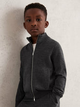 3-9 yrs Merino Wool-Blend Zip-Through Cardigan in Derby Grey Melange