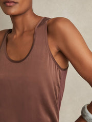 Silk-Front Cami Top in Mocha Brown