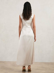Acler Satin Draped Maxi Dress in Ivory