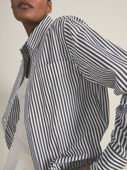 | Les 100 Ciels Stripe Shirt in White/Navy