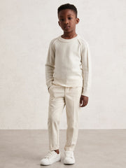 13-14 yrs Wool-Cashmere Reverse-Seam Jumper in Off White