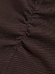 9-13 yrs Cotton Ruched Long-Sleeve T-Shirt with Stretch in Chocolate