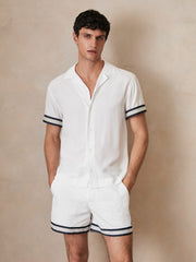 | Ché Stripe-Cuff Shirt in White