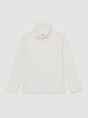3-9 yrs Cotton-Jersey Roll-Neck Top with Stretch in Ivory