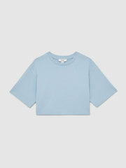 9-13 yrs Cotton Oversized Cropped T-Shirt in Blue
