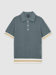 | Ché Cotton Knit Polo Shirt in Airforce Blue