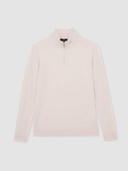 Merino Wool Half-Zip Jumper in Beige