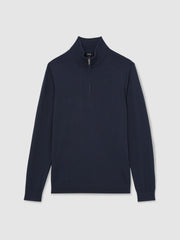 Merino Wool Half-Zip Jumper in Midnight Navy