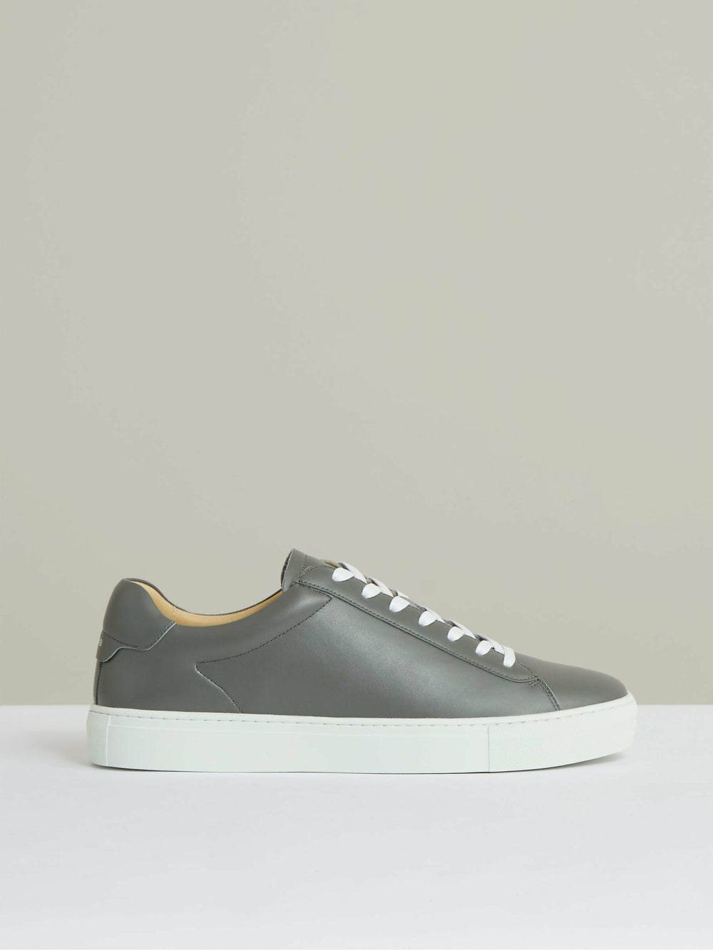 Leather Low-Top Trainers in Graphite Grey