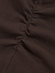 13-14 yrs Cotton Ruched Long-Sleeve T-Shirt with Stretch in Chocolate