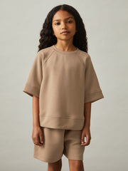 9-13 yrs Modal-Blend Sweatshirt And Shorts Set in Mink