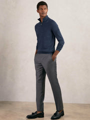 Merino Wool Half-Zip Jumper in Denim Jaspe
