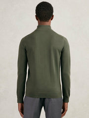 Merino Wool Half-Zip Jumper in Kale Green