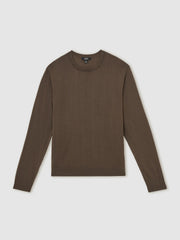 Merino-Wool Crew-Neck Jumper in Chocolate Brown