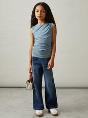 3-9 yrs Ruched Jersey Vest in Blue