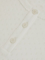 3-9 yrs Cotton Pointelle Button T-Shirt in Ivory