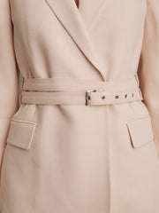 Single-Breasted Belted Suit Jacket in Pink