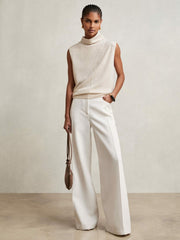 Wool Slouched Sleeveless Top in Stone Neutral