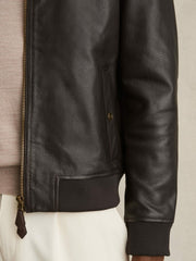 Leather Bomber Jacket in Brown