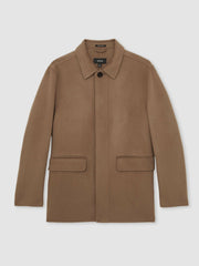 Wool Blend Double Face Button Jacket in Brown