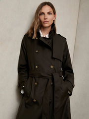 Petite Hooded Insert Trench Coat in Chocolate Brown