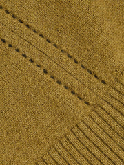 13-14 yrs Wool-Blend Open-Stitch Jumper with Cashmere in Khaki Green