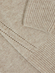 13-14 yrs Wool-Blend Open-Stitch Jumper with Cashmere in Oatmeal