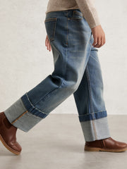 9-13 yrs Straight-Leg Turn-Up Jeans in Blue