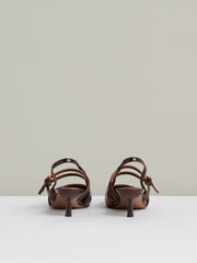 Leather Slingback Buckle Court Shoes in Oxblood