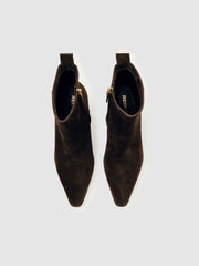 Suede Block-Heel Ankle Boots in Chocolate