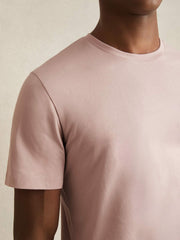 Cotton Crew Neck T-Shirt in Soft Pink