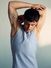 | Tom Daley Cotton Lover Vest with Stretch in Soft Blue