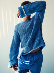 | Tom Daley Chunky Knit Jumper in Soft Blue