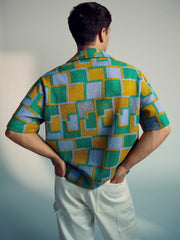 | Tom Daley Tile Crochet Shirt in Yellow/Green/Blue Multi
