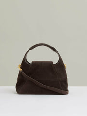 Suede Shoulder Bag in Chocolate