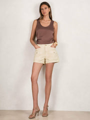 Paige Cargo Shorts in Cream