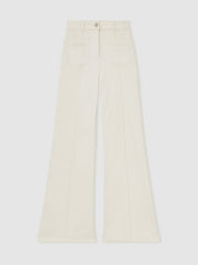 Petite Patch-Pocket Flared Jeans in Ecru