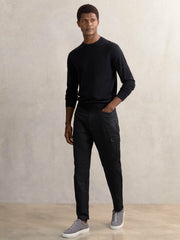 Cotton-Lyocell Cargo Trousers in Navy
