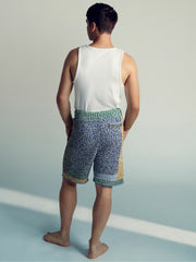 | Tom Daley Crochet Panel Shorts in Yellow/Green/Blue Multi